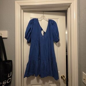 Blue Puff Sleeve Dress